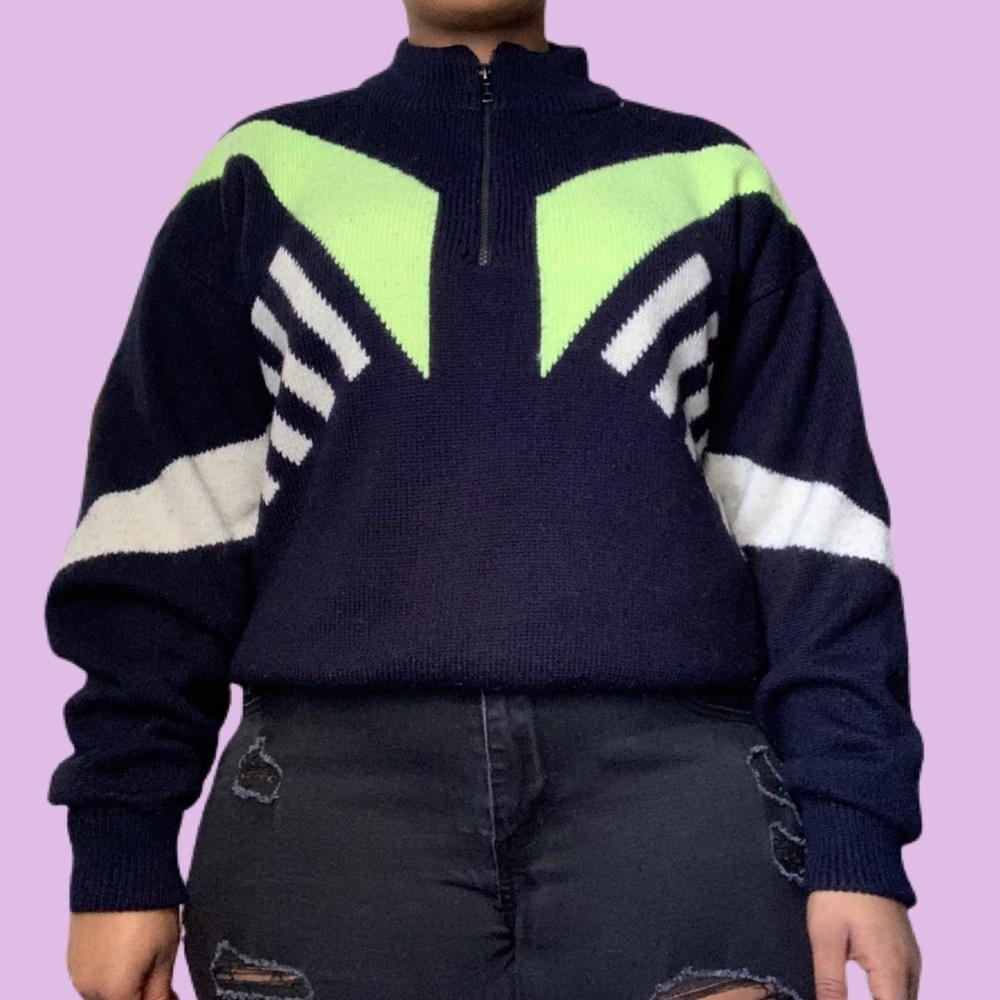 Vintage Oversized 80's Colorblock Half-Zip